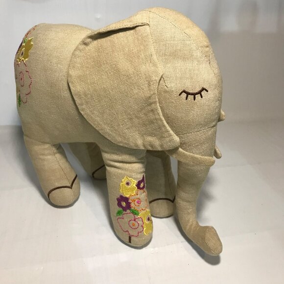 Handcrafted Linen Elephant With Colorful Embroidery - Made In India - 11.5 Inche - Picture 4 of 10